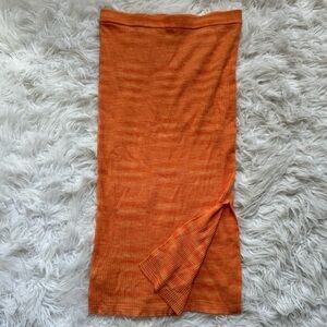 House of Harlow Orange Stretch Knit Slit Skirt Size Medium 🍑